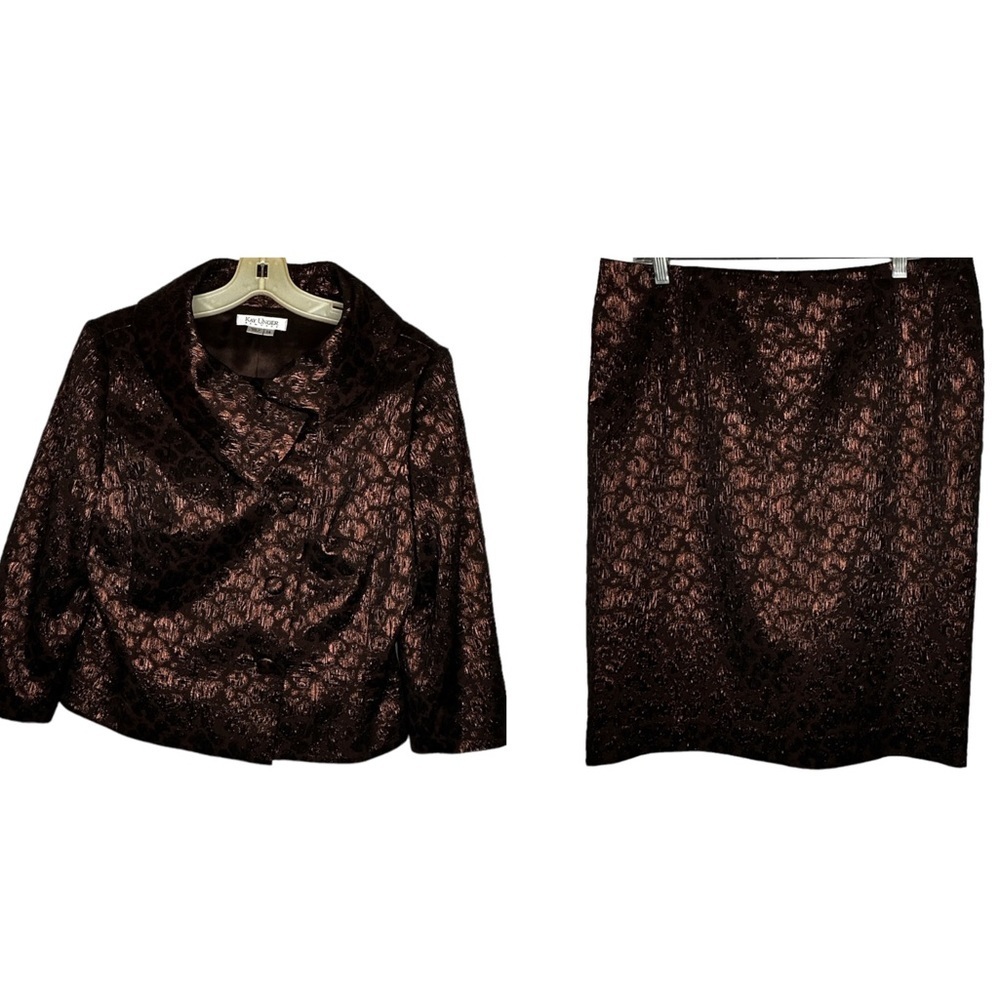 Kay‎ Unger New York Metallic Brown Skirt Set
